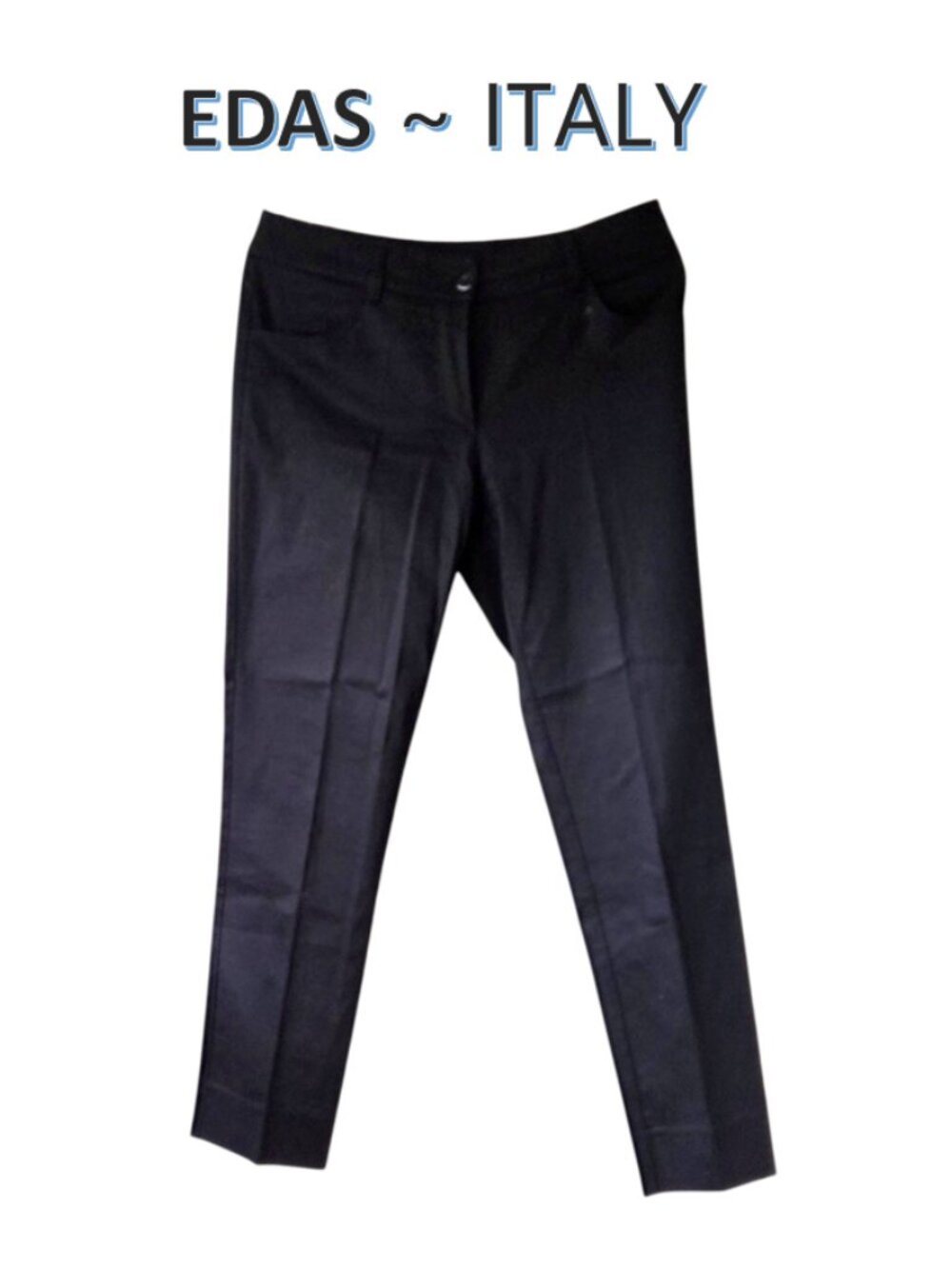 💠 EDAS ITALY Italian Black Pants sz M Pockets Slim Fit Pockets Cotton